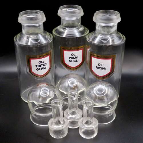 Set of 3 RPS vintage apothecary jars with lids
