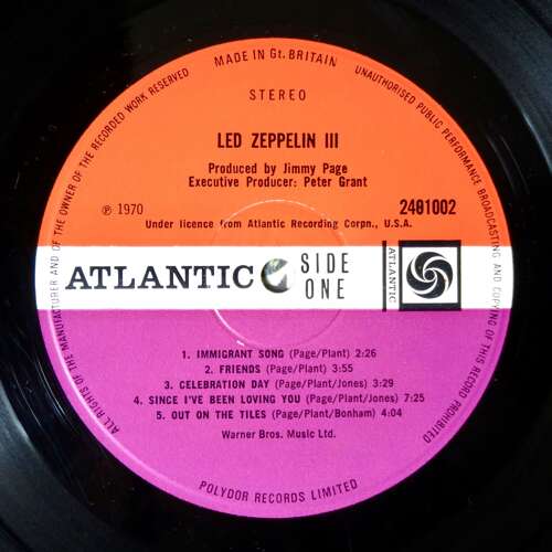 Led Zeppelin III 1970 First UK Press