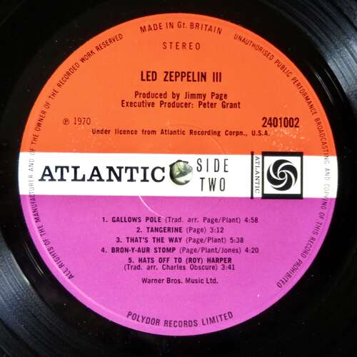 Led Zeppelin III 1970 First UK Press