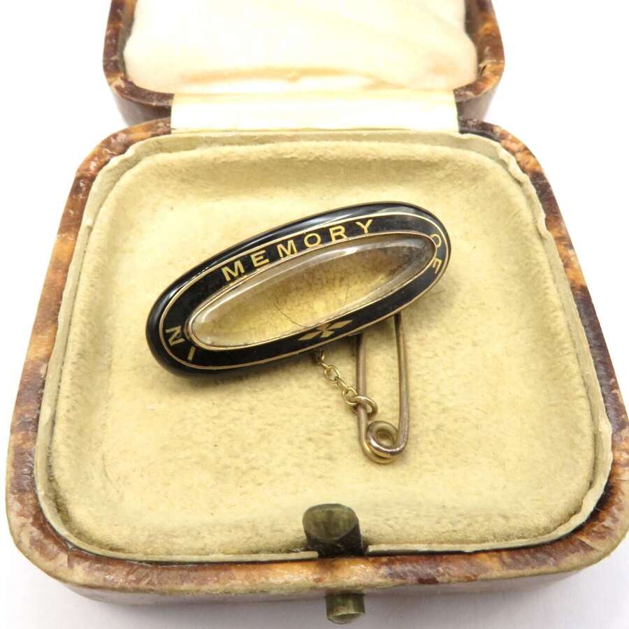Victorian 9ct Gold 'In Memory Of' Locket Brooch