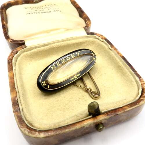 Victorian 9ct Gold 'In Memory Of' Locket Brooch