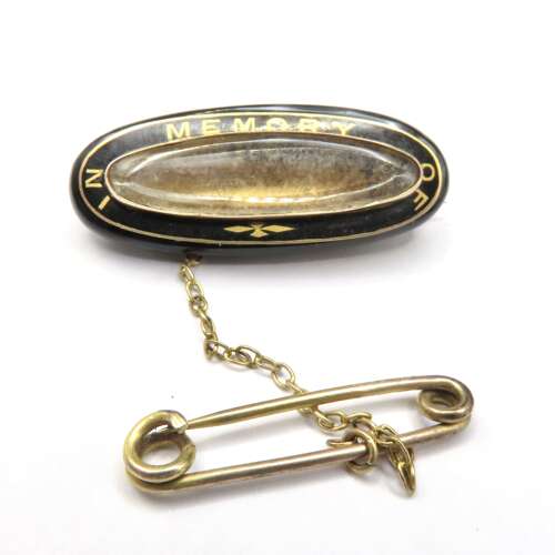 Victorian 9ct Gold 'In Memory Of' Locket Brooch