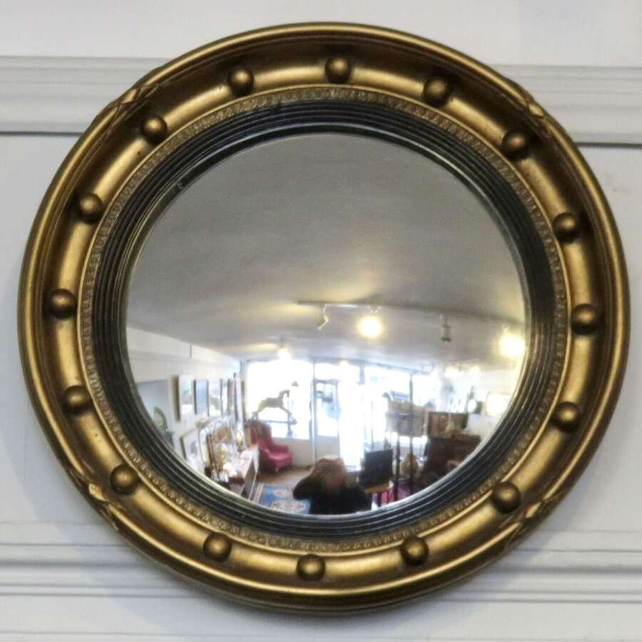 Edwardian Regency Style Convex Giltwood Wall Mirror
