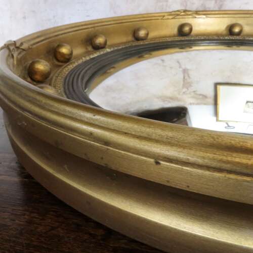 Edwardian Regency Style Convex Giltwood Wall Mirror