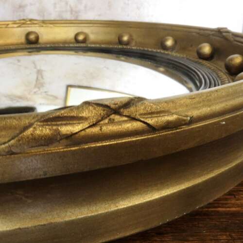 Edwardian Regency Style Convex Giltwood Wall Mirror
