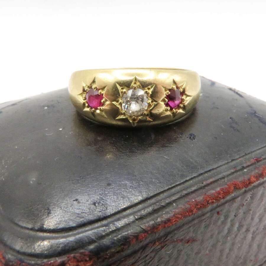 18ct Gold, Diamond and Ruby Gypsy Ring, 1922 Chester