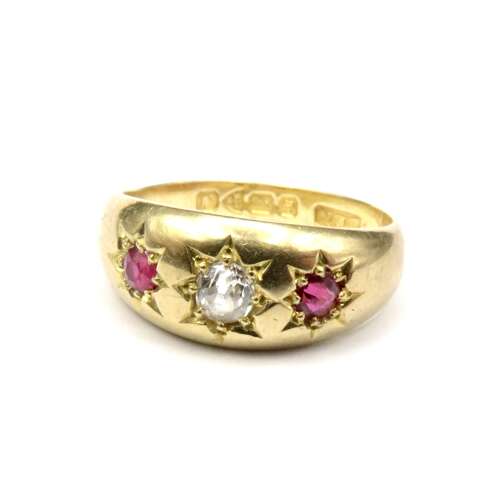 18ct Gold, Diamond and Ruby Gypsy Ring, 1922 Chester